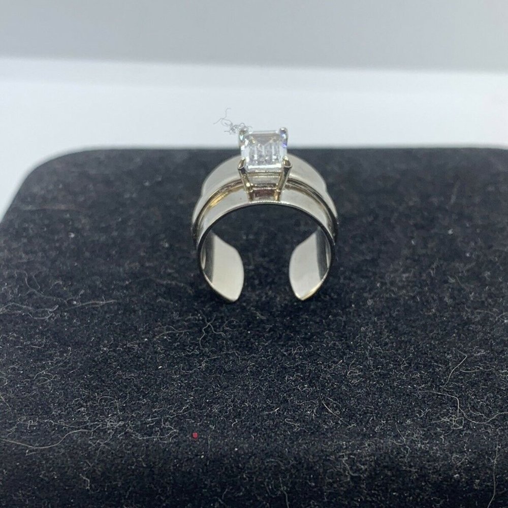 Lisa Freede Adjustable Crystal Cigar Band Ring In Silver